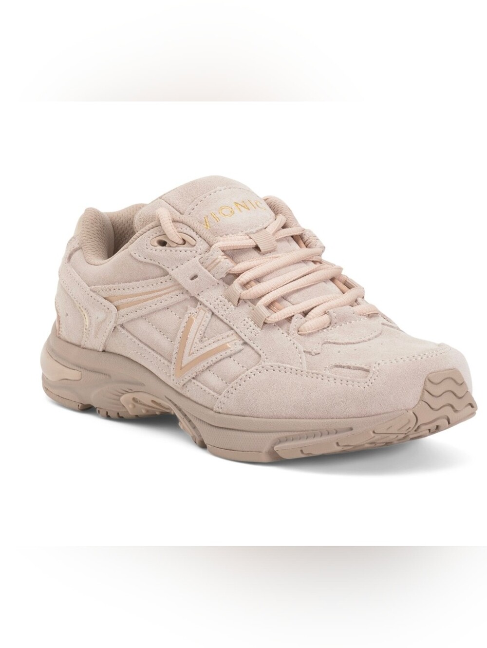 NIB Vionic 23Walk 2.0 Suede Walking Sneakers - Oatmeal - Size 13